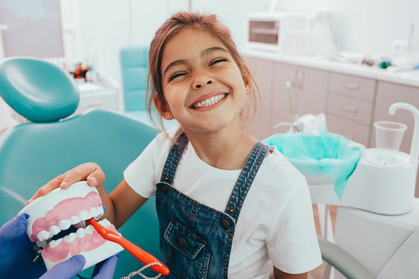 Child after a teeth cleaning